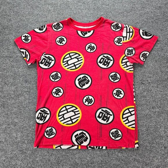 Dragonball Z Tshirt Mens Medium Red Short Sleeve Logo‎ All Over Print Casual - Picture 1 of 5